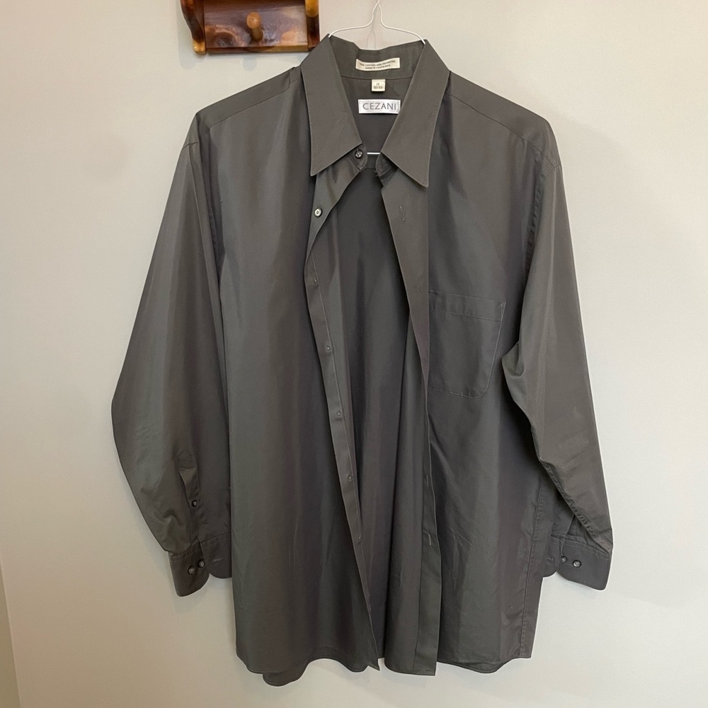 Cezani Grey Men’s Long Sleeve Button Down Shirt 17 32/33